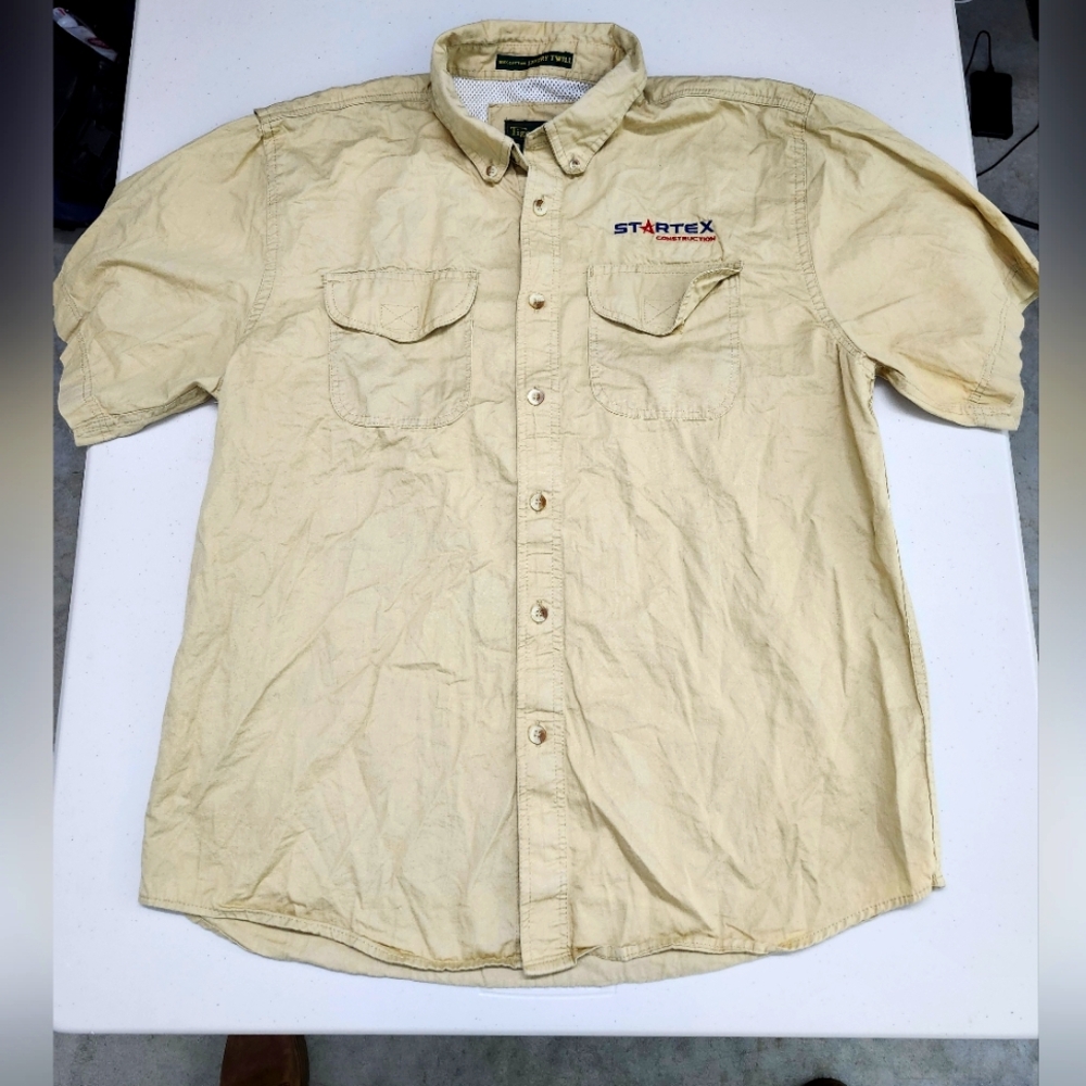 Vented button-down Company Embroidered Logo Work Shirt Men Med STARTEX CONSTRUCT
